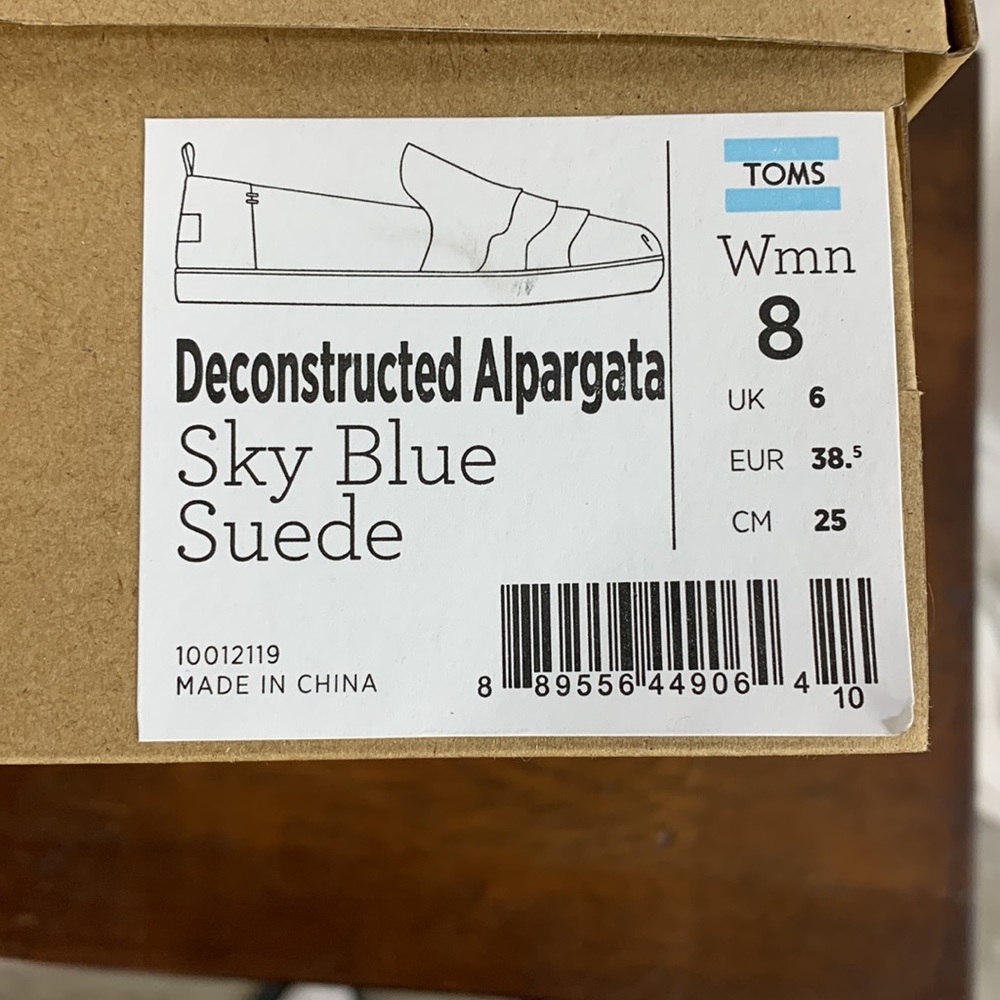 *Host Pick*  NWT TOMS Deconstructed Alpargata Sky Blue Suede Sneakers - Picture 9 of 10